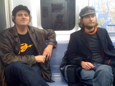 Nels and AJ Roach on NYC subway