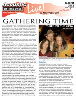 Gathering Time Three for the Show By Richard Cuccaro At 9:15 one
